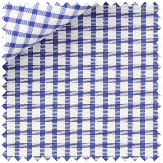 Royal Blue and White Cotton Twill Check