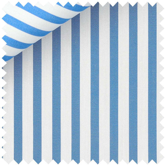 Bright Blue Poplin Butcher Stripe