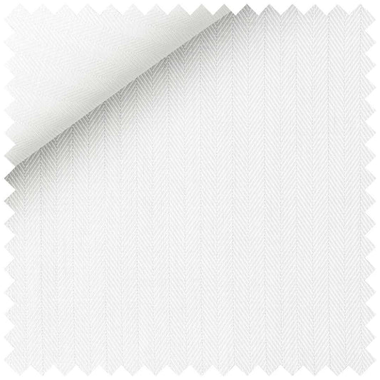 White Herringbone Cotton Twill