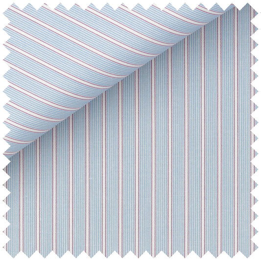 Pencil Stripe in Sky Blue and Red