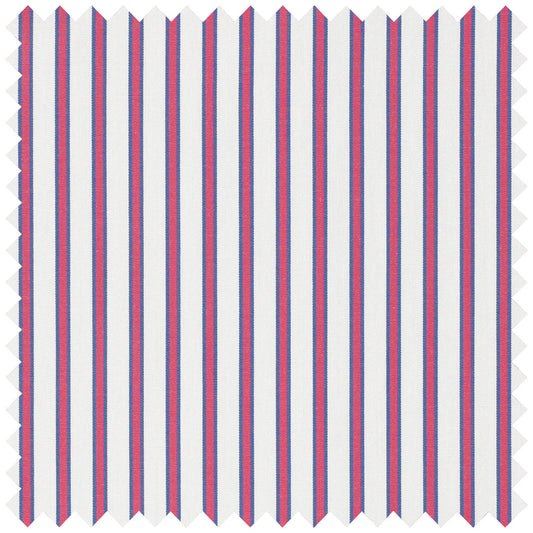 Cerise with blue edge stripe poplin