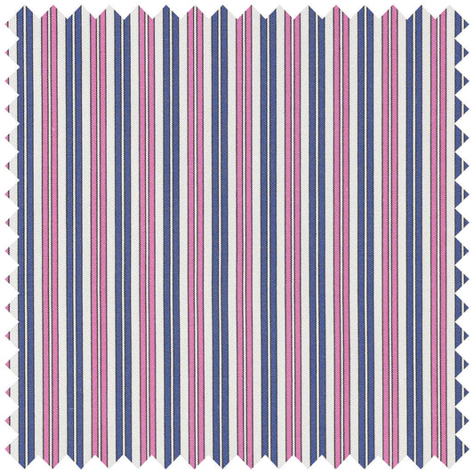 Cerise and blue doube stripe poplin