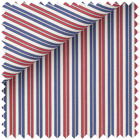 Red and blue double stripe poplin