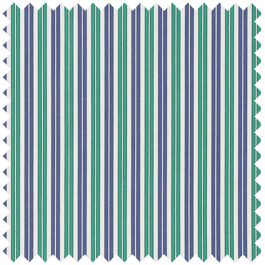 Navy and green double stripe poplin