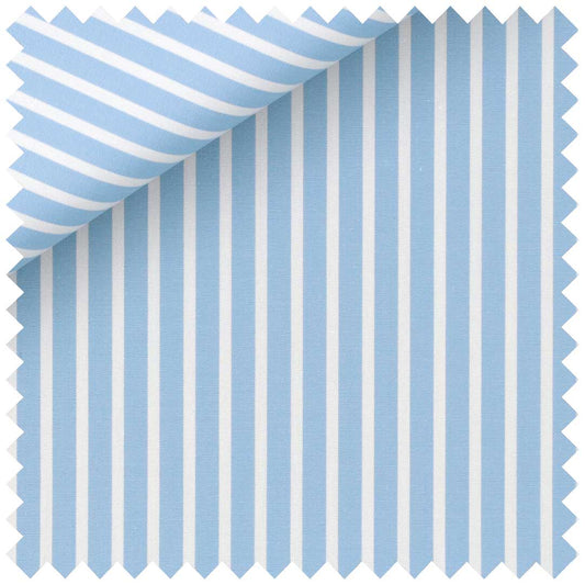 Sky Blue and White Poplin Pencil Stripe