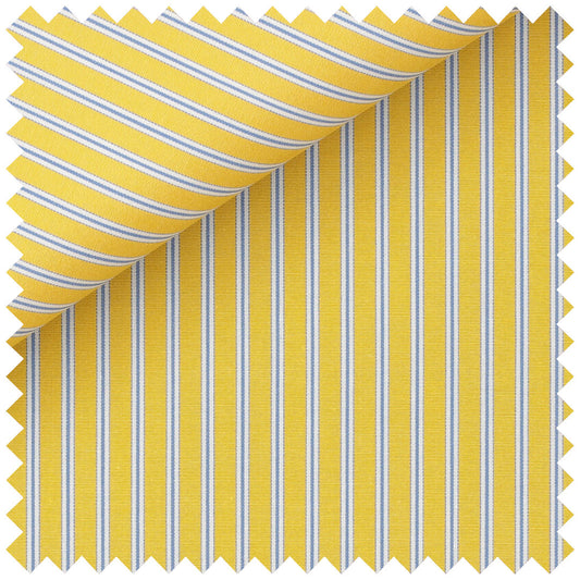 Blue on yellow multistripe poplin