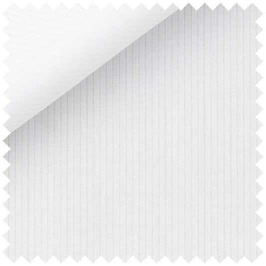 White Cotton Fine Self Stripe