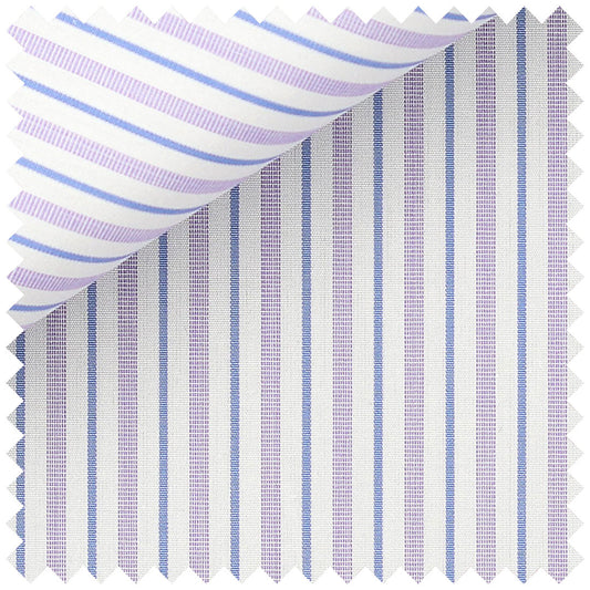 Blue and lavender stripe poplin