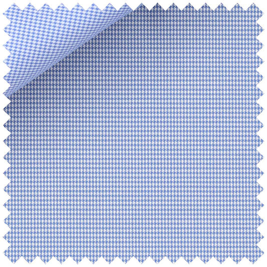 Blue Fine Puppytooth Cotton Twill