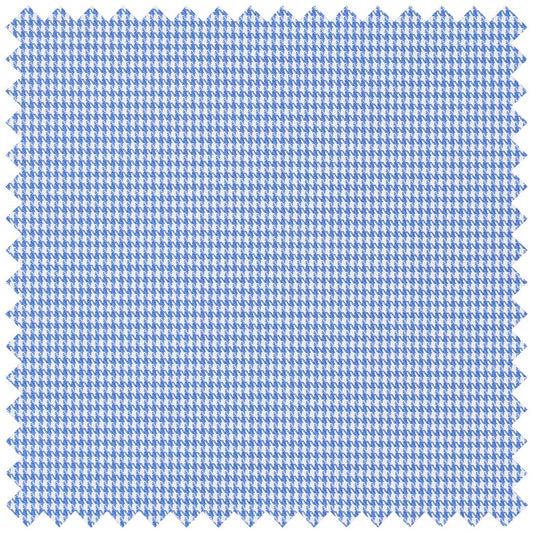Blue Fine Puppytooth Cotton Twill