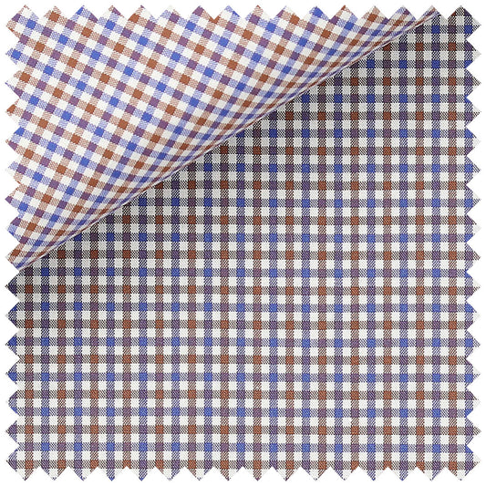 Gingham Multi Coloured Check in Brown and Blue