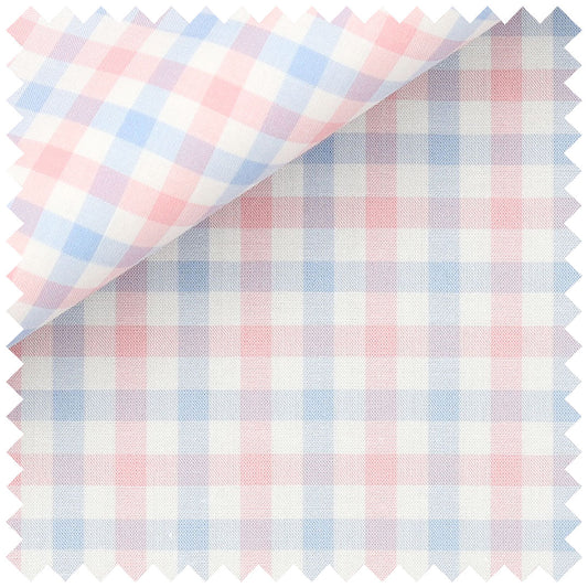 Gingham Multi Coloured Check in Blue and Pink