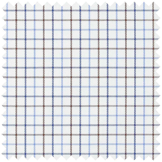 Blue Brown Multi Check Cotton Twill
