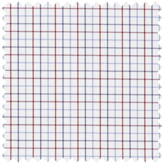 Blue Red Multi Check Cotton Twill