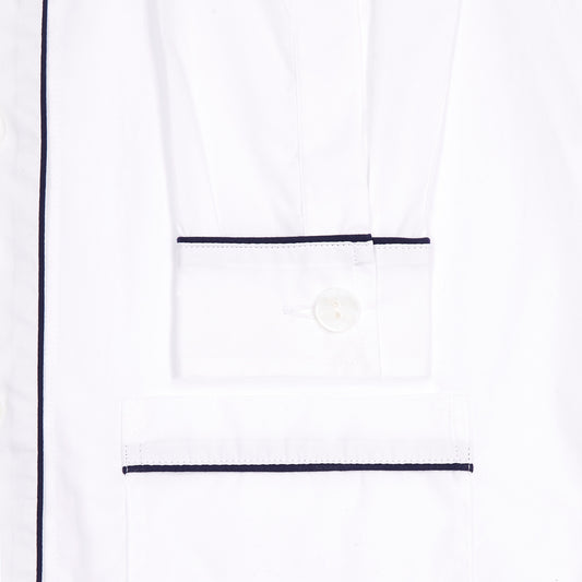 Giza 87 Egyptian Cotton Ladies Pyjamas in White and Navy