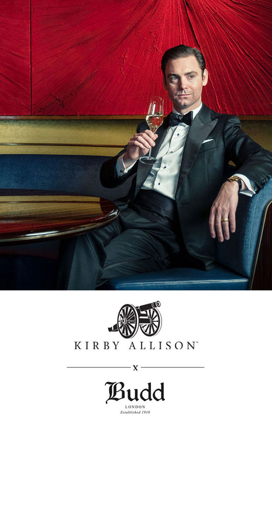 Kirby Allison wearing a Kirby Allison x Budd pleated evening shirt 
