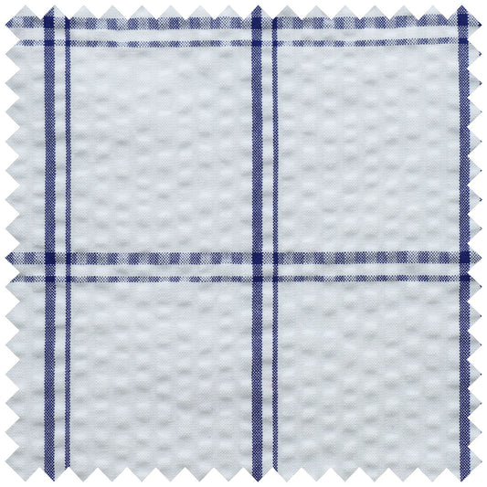 White with navy double windowpane check