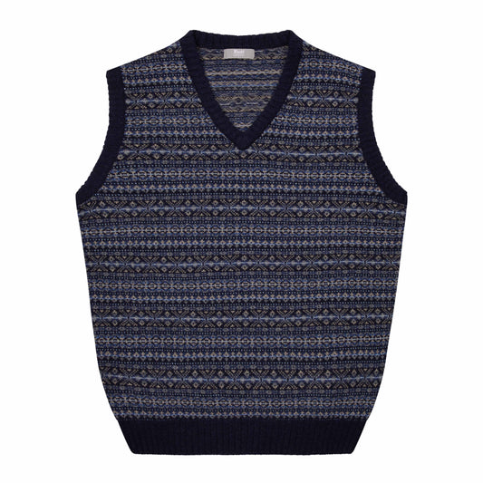 Fairisle Knitted Vest in Blue