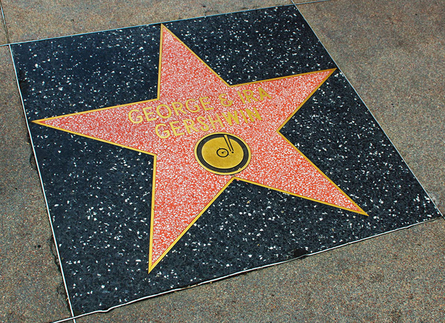 Walk of fame star on ground of George Gershwin