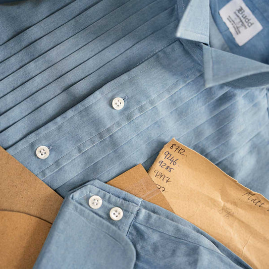 Special Order WMB Brown x Budd Hand-Pleat Shirt with Wing Collar