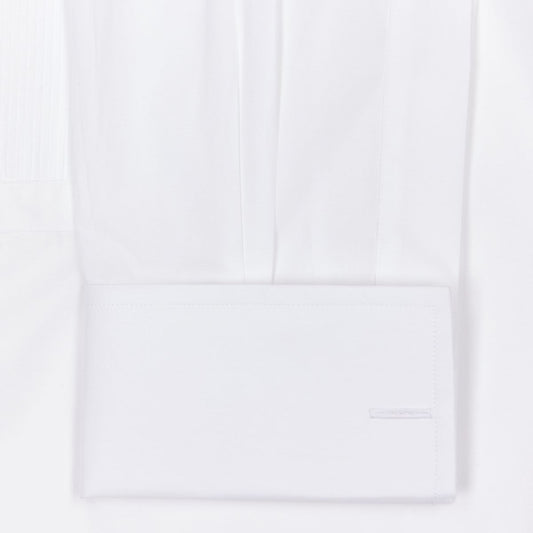 Cuff detail on white plisse dress shirt