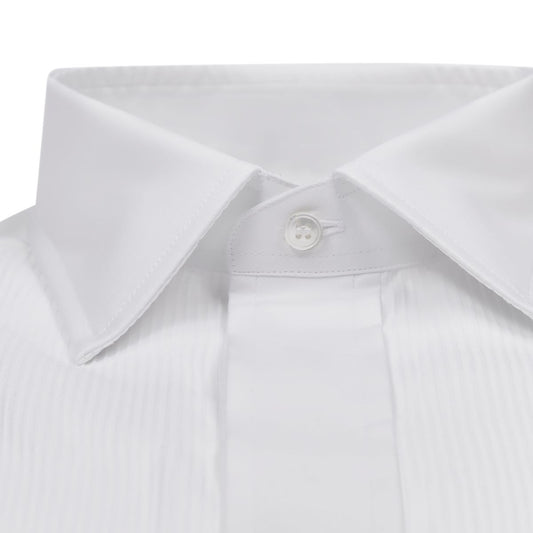 Tailored Fit Fine Plisse Dress Shirt in White