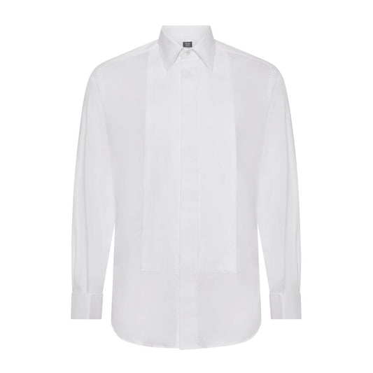 Tailored fit fine white poplin plisse front dress shirt