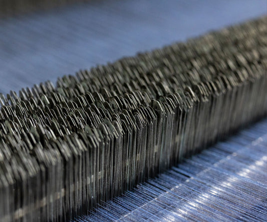 Thomas Mason Washed Denim Cloth in Process of being woven