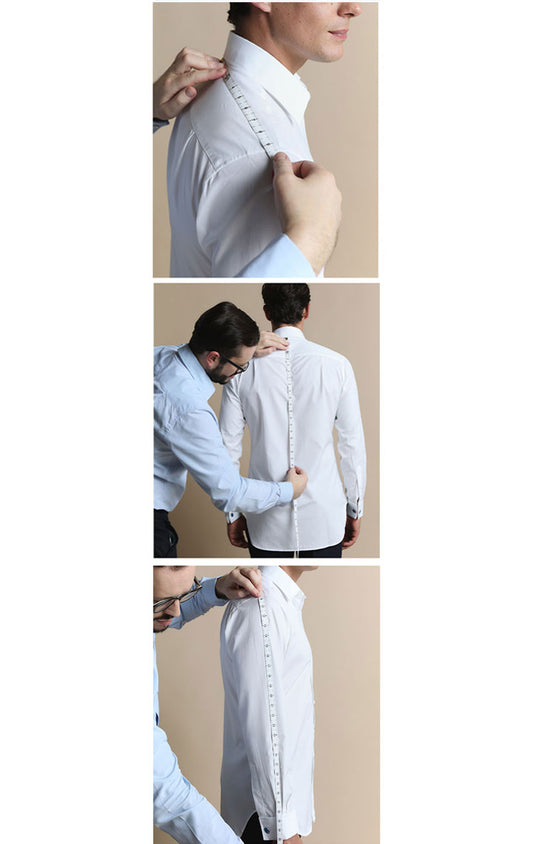 Collage showing how to measure yourself for a Shirt
