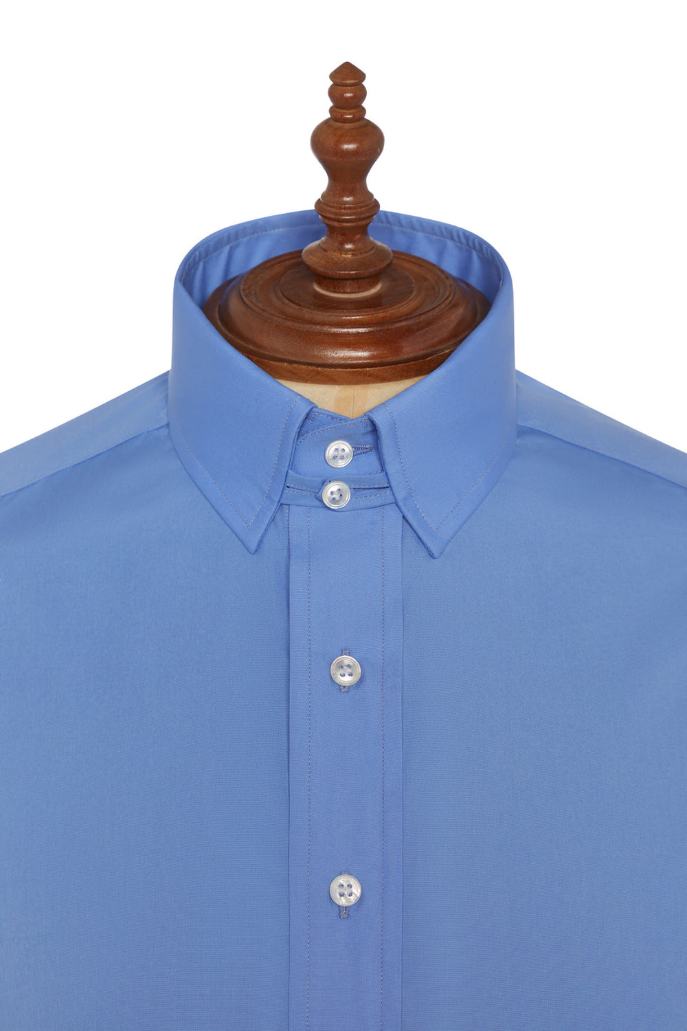 Close up of blue shirt on a mannequin