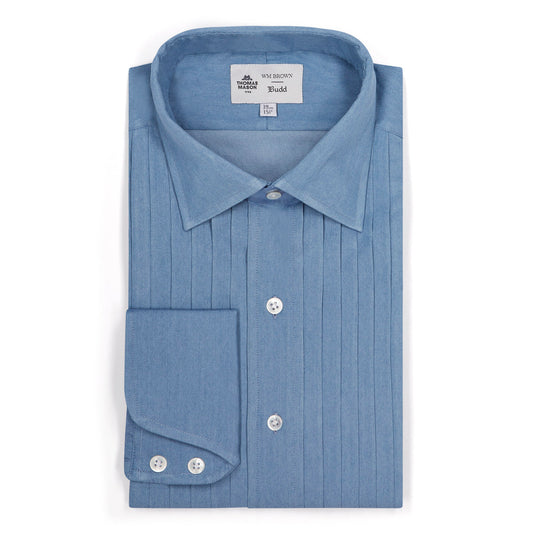 WM BROWN x Budd Exclusive Denim Pleated Bib Evening Shirt