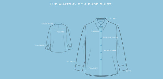 Diagram explaining what makes a Budd shirt with labels