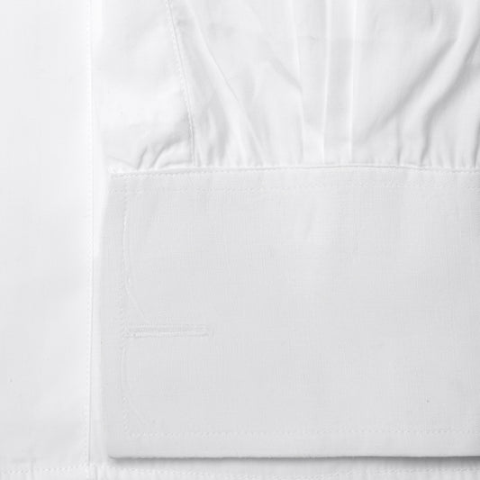 Classic Fit Plain Stiff Bib Neckband Dress Shirt in White