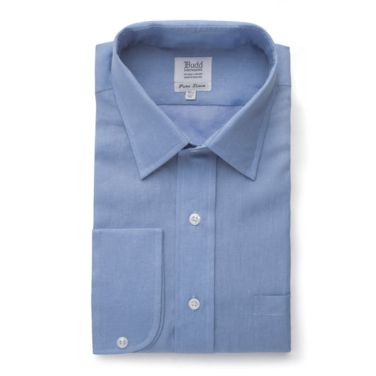 Classic Fit Plain Linen Button Cuff Shirt in Frejus