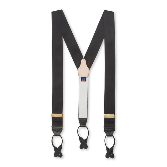 Plain Barathea Braces with Button in Black