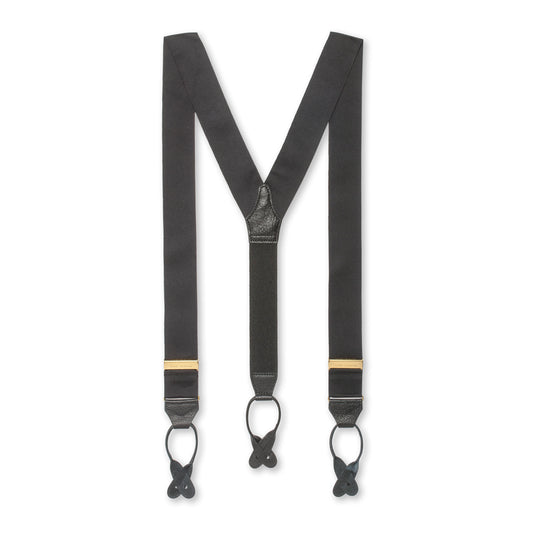 Plain Barathea Braces with Button in Black