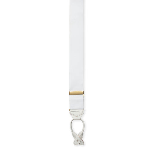 Plain Barathea Braces with Button in White