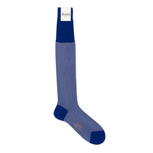 Birdseye Cotton Long Socks in Royal and White