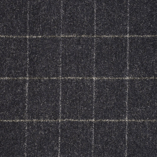 Windowpane Fox Flannel Wool Dressing Gown fabric  in Charcoal
