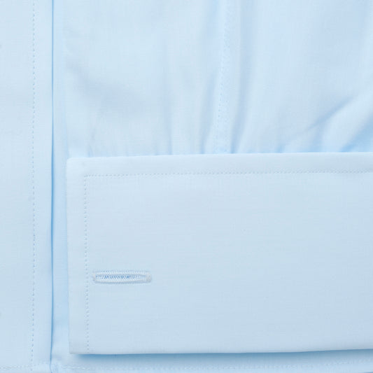 Classic Fit Swiss Poplin Double Cuff Shirt in Sky Blue