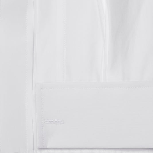 French cuff detail on Swiss Poplin cotton shirt in white
