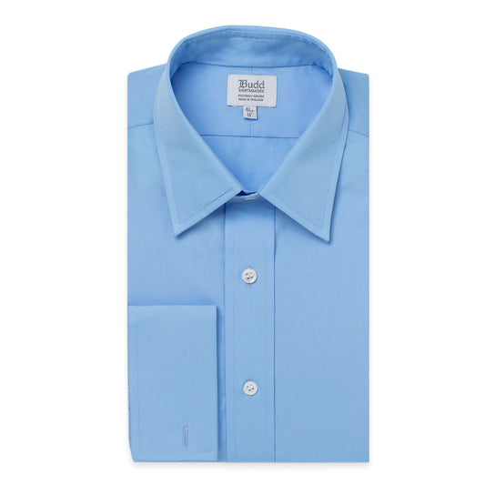 Classic Fit Swiss Poplin Double Cuff Shirt in Cornflower