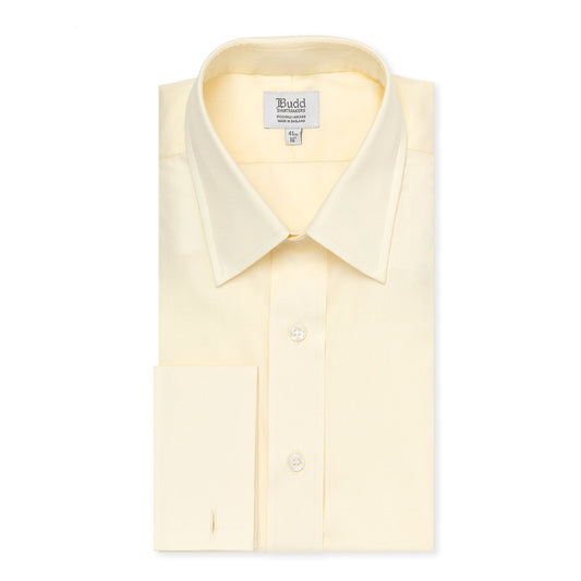 Classic Fit Swiss Poplin Double Cuff Shirt in Cream