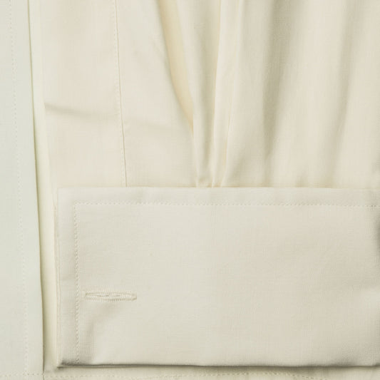 French cuff detail on Plain Spun Silk Dress Shirt in Ivory