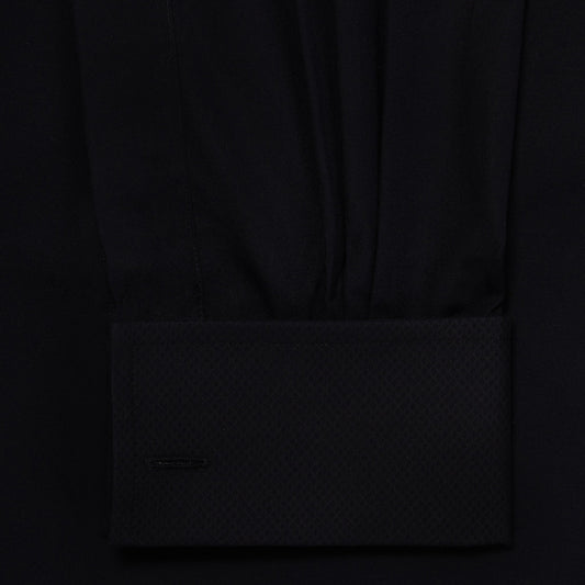 Classic Fit Plain Marcella Double Cuff Dress Shirt in Black cuff