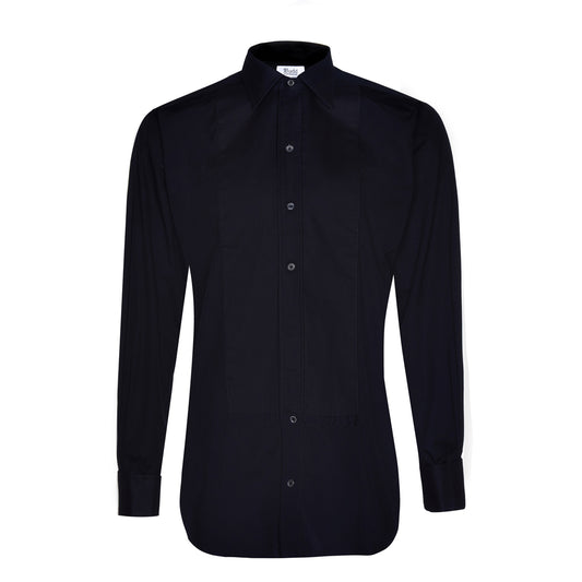 Classic Fit Plain Marcella Double Cuff Dress Shirt in Black