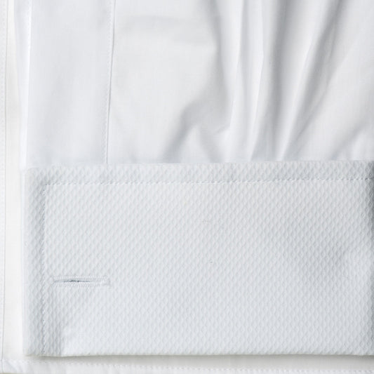 Classic Fit Plain Marcella Double Cuff Wing Collar Dress Shirt in White