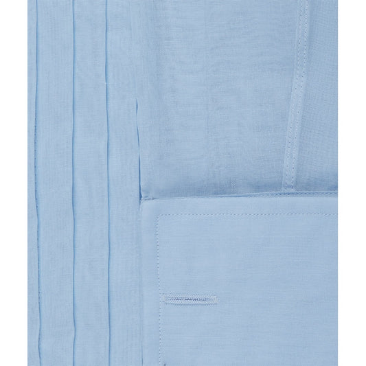 Classic Fit Pleated Voile Double Cuff Dress Shirt in Blue Cuff