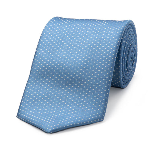Small Spot Silk Tie in Sky and White
