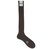 Plain Cotton Long Socks in Chocolate
